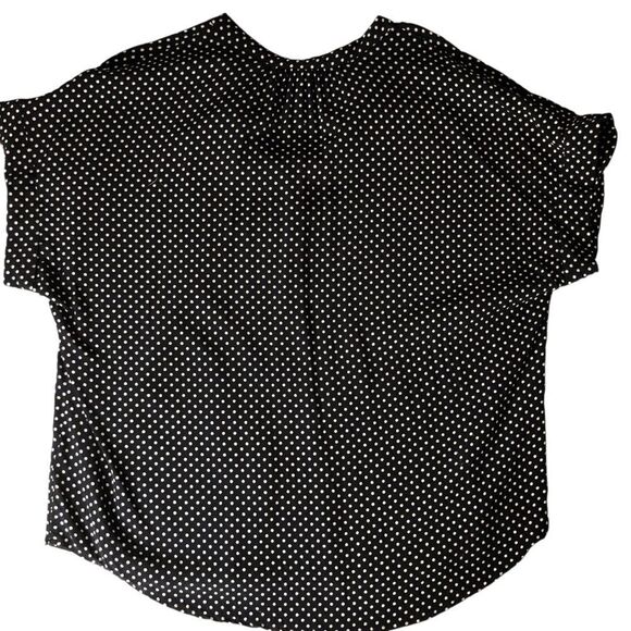 J Crew Women’s Blouse Short Sleeve Half Botton Black/White Polka Dots Size Large - Picture 6 of 9